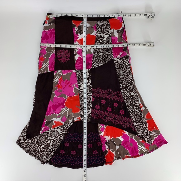 D.E.P.T. NWOT Brown and Pink Patchwork Style High Low Midi Skirt, XS - Picture 13 of 16